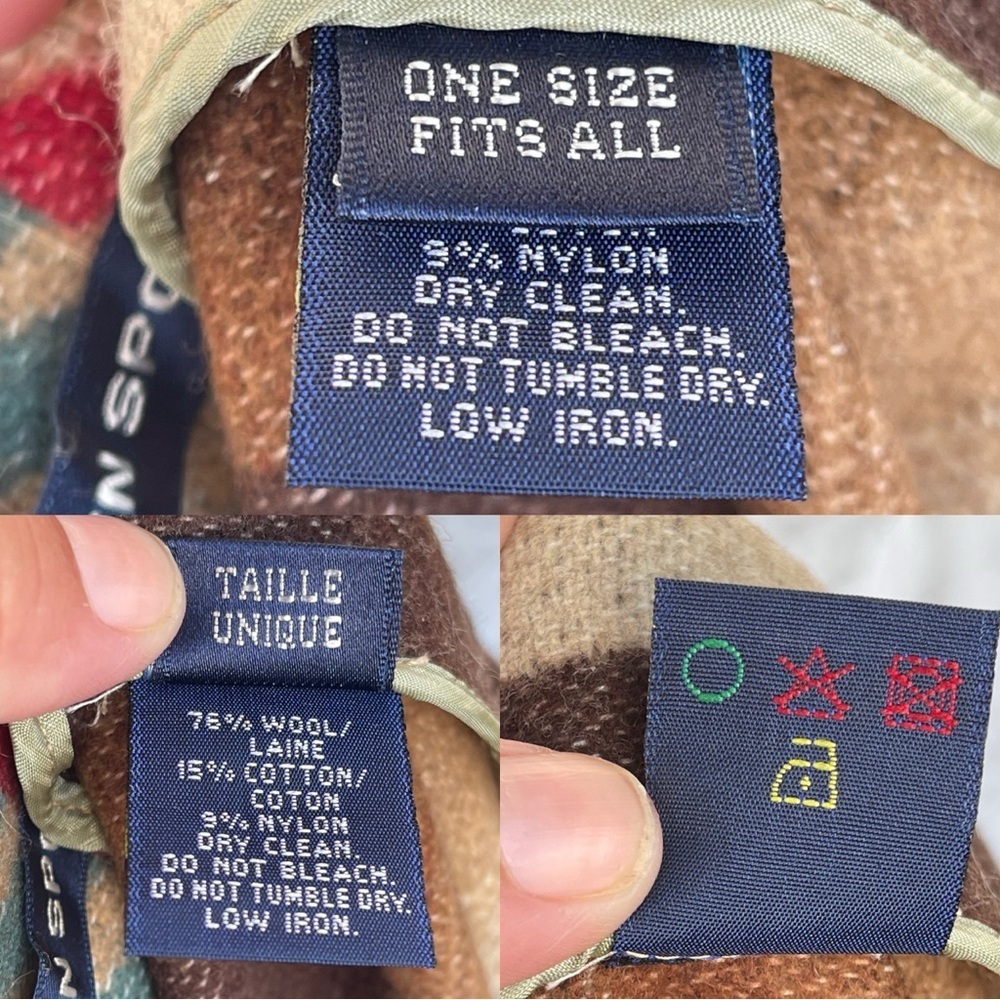Ralph Lauren Sport Aztec Wool Poncho Boho Western Blanket Wrap Cape Made in USA - Picture 16 of 17